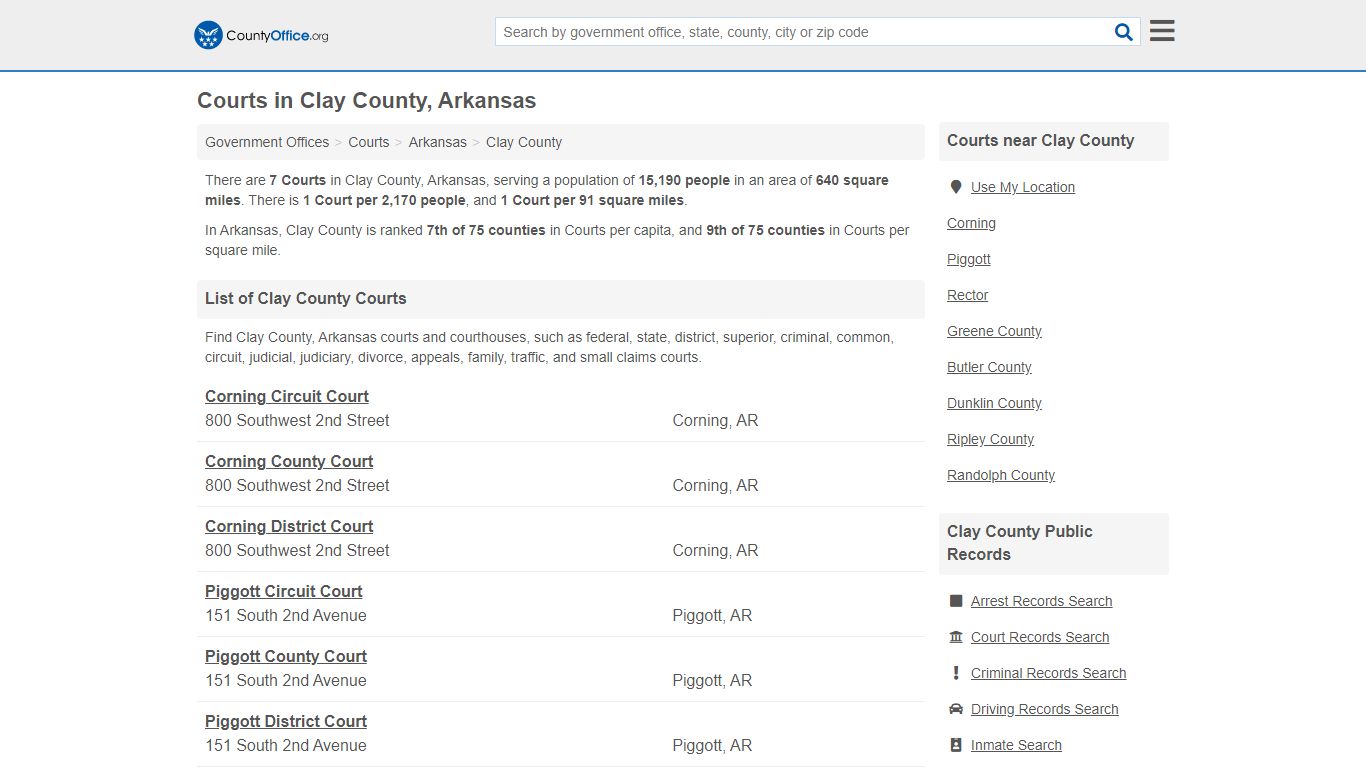Courts - Clay County, AR (Court Records & Calendars)
